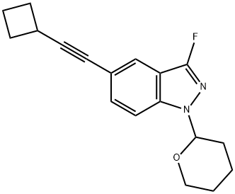 5-(cyclobutylethynyl)-3-fluoro-1-(tetrahydro-2H-pyran-2-yl)-1H-indazole Struktur