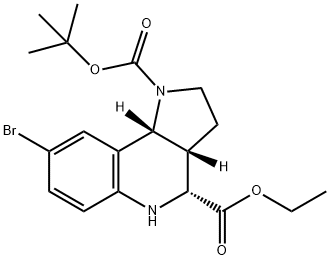 (3aR,4R,9bR)-1-tert-butyl 4-ethyl 8-broMo-3,3a,4,5-tetrahydro-1H-pyrrolo[3,2-c]quinoline-1,4(2H,9bH)-dicarboxylate Struktur