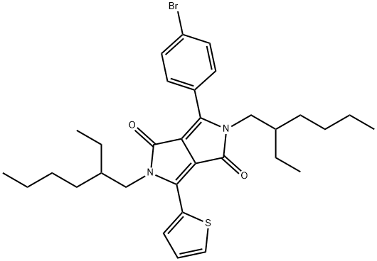 3-(4-溴苯基)-2,5-雙(2-乙基己基)-2,5-二氫-6-(2-噻吩基)吡咯并[3,4-C]吡咯-1,4-二酮 結構式