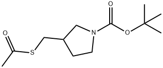 3-AcetylsulfanylMethyl-pyrrolidine-1-carboxylic acid tert-butyl ester Struktur