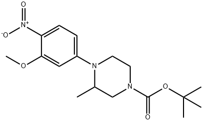 4-(3-Methoxy-4-nitro-phenyl)-3-Methyl-piperazine-1-carboxylic acid tert-butyl ester Struktur