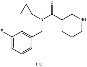 Piperidine-3-carboxylic acid cyclopropyl-(3-fluoro-benzyl)-aMide hydrochloride Struktur