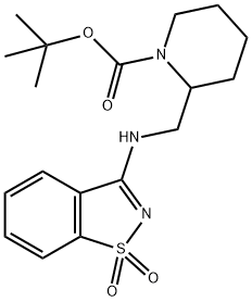 tert-Butyl 2-(((1,1-dioxidobenzo[d]isothiazol-3-yl)aMino)Methyl)piperidine-1-carboxylate Struktur