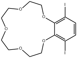 1,4,7,10,13-Benzopentaoxacyclopentadecin, 2,3,5,6,8,9,11,12-octahydro-14,17-diiodo- Struktur