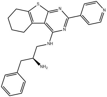 (2S)-N-[2-(4-ピリジル)-5,6,7,8-テトラヒドロ[1]ベンゾチエノ[2,3-d]ピリミジン-4-イル]-2-アミノ-3-フェニルプロパン-1-アミン 化學構造式