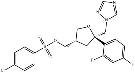 4-Chloro-benzenesulfonic acid 5-(2,4-difluoro-phenyl)-5-[1,2,4]triazol-1-ylMethyl-tetrahydro-furan-3-ylMethyl ester Struktur