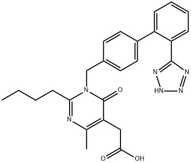 2-(1-((2'-(1H-tetrazol-5-yl)-[1,1'-biphenyl]-4-yl)Methyl)-2-butyl-4-Methyl-6-oxo-1,6-dihydropyriMidin-5-yl)acetic acid Struktur