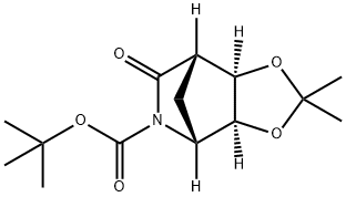 4,7-Methano-1,3-dioxolo[4,5-c]pyridine-5(4H)-carboxylic acid, tetrahydro-2,2-diMethyl-6-oxo-, 1,1-diMethylethyl ester, (3aS,4R,7S,7aR)- Struktur