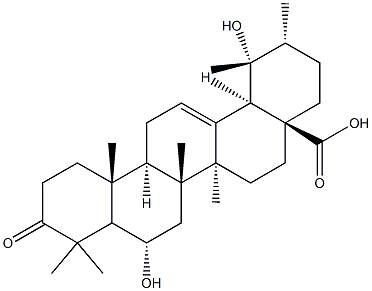 6,19-Dihydroxyurs-12-en-3-oxo-28-oic acid Struktur