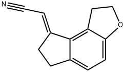 Acetonitrile, (1,2,6,7-tetrahydro-8H-indeno[5,4-b]furan-8-ylidene)-, (2E)- Struktur