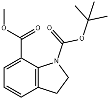 1H-Indole-1,7-dicarboxylic acid, 2,3-dihydro-, 1-(1,1-diMethylethyl) 7-Methyl ester Struktur