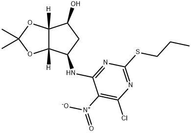 (3aR,4S,6R,6aS)-6-[[6-Chloro-5-nitro-2-(propylthio)-4-pyrimidinyl]amino]tetrahydro-2,2-dimethyl-4H-cyclopenta-1,3-dioxol-4-ol Struktur