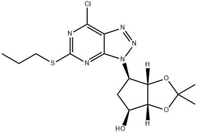 (3aR,4S,6R,6aS)-6-[7-Chloro-5-(propylthio)-3H-1,2,3-triazolo[4,5-d]pyrimidin-3-yl]tetrahydro-2,2-dimethyl-4H-cyclopenta-1,3-dioxol-4-ol Struktur