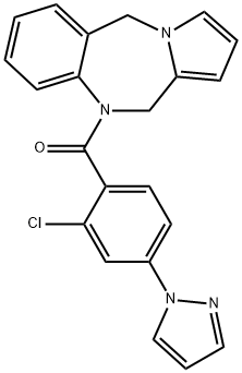 (5H-benzo[e]pyrrolo[1,2-a][1,4]diazepin-10(11H)-yl)(2-chloro-4-(1H-pyrazol-1-yl)phenyl)Methanone Struktur