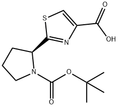 2-[(2S)-1-[(1,1-diMethylethoxy)carbonyl]2-pyrrolidinyl]-4-thiazolecarboxylic acid Struktur