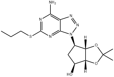 (3aR,4S,6R,6aS)-6-[7-Amino-5-(propylthio)-3H-1,2,3-triazolo[4,5-d]pyrimidin-3-yl]tetrahydro-2,2-dimethyl-4H-cyclopenta-1,3-dioxol-4-ol Struktur