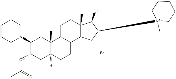 Vecuronium Bromide Related Compound B (Piperidinium, 1-[(2beta, 3alpha, 5alpha, 16beta, 17beta)-3-acetyloxy-17-hydroxy-2-(1-piperidinyl)androstan-16-yl]-1-methyl bromide) 化學(xué)構(gòu)造式