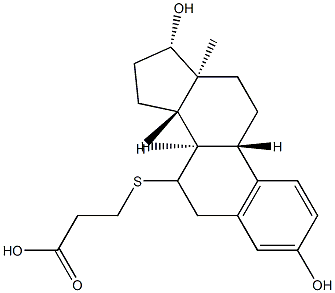 3-(((8R,9S,13S,14S,17S)-3,17-dihydroxy-13-Methyl-7,8,9,11,12,13,14,15,16,17-decahydro-6H-cyclopenta[a]phenanthren-7-yl)thio)propanoic acid Struktur