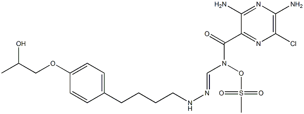 2-PyrazinecarboxaMide, 3,5-diaMino-6-chloro-N-[[[4-[4-(2,3-dihydroxypropoxy)phenyl]butyl]aMino]iMinoMethyl]-, Methanesulfonate Struktur