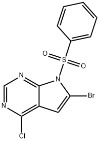 6-broMo-4-chloro-7-(phenylsulfonyl)-7H-pyrrolo[2,3-d]pyriMidine Struktur