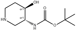 trans-3-(Boc-aMino)-4-hydroxypiperidine Struktur