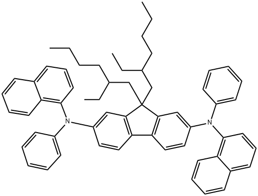 9,9-Bis(2-ethylhexyl)-N,N'-di-1-naphthalenyl-N,N'-diphenyl-9H-fluorene-2,7-diamine Struktur