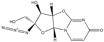 6H-Furo[2',3':4,5]oxazolo[3,2-a]pyriMidin-6-one, 2-azido-2,3,3a,9a-tetrahydro-3-hydroxy-2-(hydroxyMethyl)-, (2R,3S,3aS,9aR)- Struktur