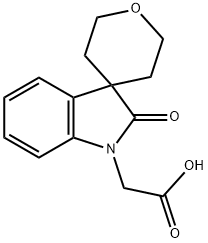 (2-oxo-2',3',5',6'-tetrahydrospiro[indole-3,4'-pyran]-2(1H)-yl)acetic acid Struktur