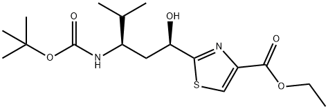 Methyl 2-((1R,3R)-3-((tert-butoxycarbonyl)aMino)-1-hydroxy-4-Methylpentyl)thiazole-4-carboxylate Struktur