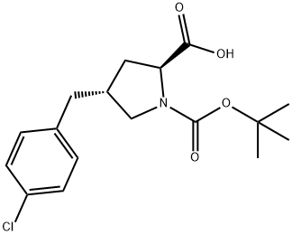 (2S,4R)-1-(tert-butoxycarbonyl)-4-(4-chlorobenzyl)pyrrolidine-2-carboxylic acid Struktur