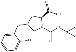 (2S,4R)-1-(tert-butoxycarbonyl)-4-(2-chlorobenzyl)pyrrolidine-2-carboxylic acid Struktur