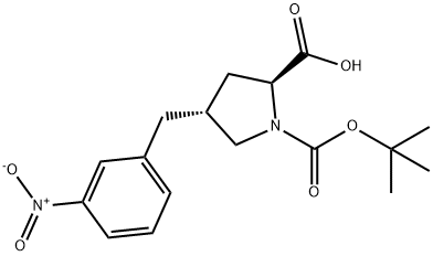 (2S,4R)-1-(tert-butoxycarbonyl)-4-(3-nitrobenzyl)pyrrolidine-2-carboxylic acid Struktur