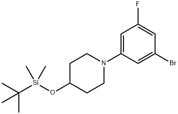 1-(3-broMo-5-fluorophenyl)-4-((tert-butyldiMethylsilyl)oxy)piperidine Struktur