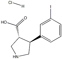 (+/-)-trans-4-(3-iodo-phenyl)-pyrrolidine-3-carboxylic acid-HCl Struktur