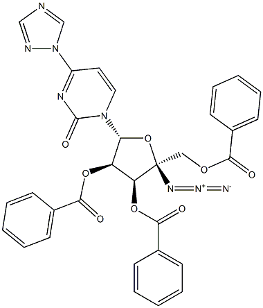 (2R,3S,4R,5R)-2-azido-2-((benzoyloxy)Methyl)-5-(2-oxo-4-(1H-1,2,4-triazol-1-yl)pyriMidin-1(2H)-yl)tetrahydrofuran-3,4-diyl dibenzoate Struktur