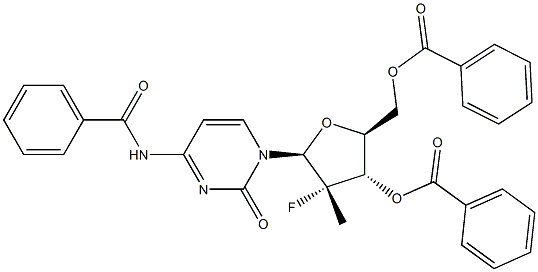 (2S,3S,4S,5S)-5-(4-benzaMido-2-oxopyriMidin-1(2H)-yl)-2-((benzoyloxy)Methyl)-4-fluoro-4-Methyltetrahydrofuran-3-yl benzoate Struktur