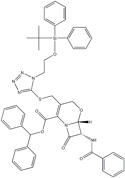 (6R,7S)-7-BenzaMido-3-(((1-(2-((tert-butyldiphenylsilyl)oxy)ethyl)-1H-tetrazol-5-yl)thio)Methyl)-8-oxo-5-oxa-1-azabicyclo[4.2.0]oct-2-ene-2-carboxylic Acid Benzhydryl Ester Struktur