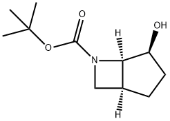 endo-4-Hydroxy-6-aza-bicyclo[3.2.0]heptane-6-carboxylic acid tert-butyl ester Struktur