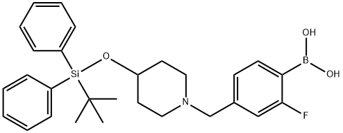 (4-((4-((tert-butyldiphenylsilyl)oxy)piperidin-1-yl)Methyl)-2-fluorophenyl)boronic acid Struktur