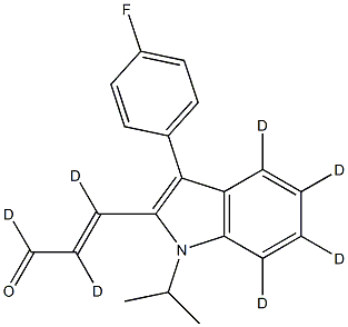 (E)-3-(3-(4-Fluorophenyl)-1-isopropyl-1H-indol-2-yl)acrylaldehyde-d7 Struktur