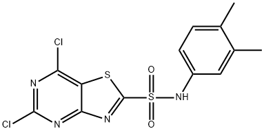 5,7-DICHLORO-N-(3,4-DIMETHYLPHENYL)THIAZOLO[4,5-D]PYRIMIDINE-2-SULFONAMIDE Struktur