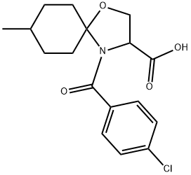 4-(4-chlorobenzoyl)-8-methyl-1-oxa-4-azaspiro[4.5]decane-3-carboxylic acid, 1009354-95-3, 結(jié)構(gòu)式