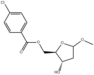 D-erythro-Pentofuranoside, methyl 2-deoxy-, 5-(4-chlorobenzoate) Struktur