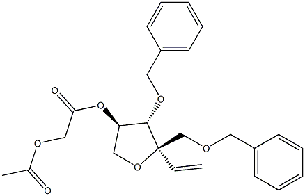 (3R,4S,5R)-2-(acetyloxy)-4-(benzyloxy)-5-[(benzyloxy)methyl]-5-ethenyloxolan-3-yl acetate Struktur