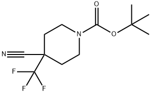 tert-butyl 4-cyano-4-(trifluoromethyl)piperidine-1-carboxylate Struktur