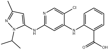 2-(5-chloro-2-(1-isopropyl-3-methyl-1H-pyrazol-5-ylamino)pyridin-4-ylamino)benzoic acid Struktur