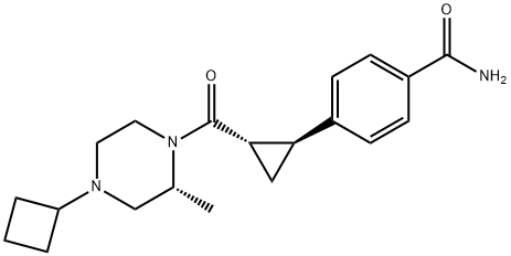 Benzamide, 4-[(1S,2S)-2-[[(2R)-4-cyclobutyl-2-methyl-1-piperazinyl]carbonyl]cyclopropyl]- Struktur