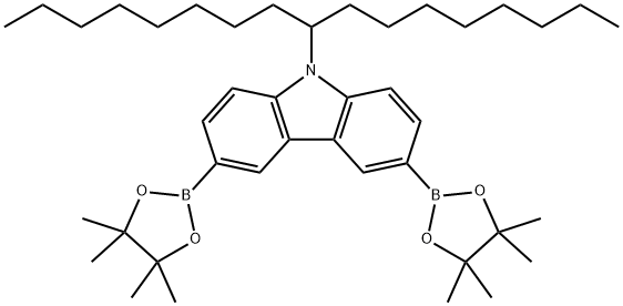 9H-Carbazole, 9-(1-octylnonyl)-3,6-bis(4,4,5,5-tetramethyl-1,3,2-dioxaborolan-2-yl)-, 1268491-07-1, 結(jié)構(gòu)式