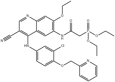 Phosphonic acid, P-[2-[[4-[[3-chloro-4-(2-pyridinylmethoxy)phenyl]amino]-3-cyano-7-ethoxy-6-quinolinyl]amino]-2-oxoethyl]-, diethyl ester