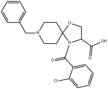 8-benzyl-4-(2-chlorobenzoyl)-1-oxa-4,8-diazaspiro[4.5]decane-3-carboxylic acid Struktur